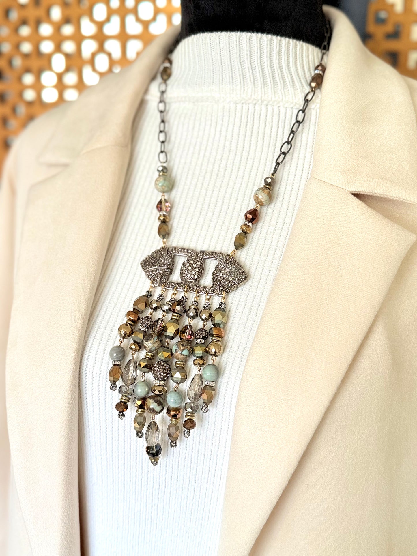 Marcasite Brooch Necklace