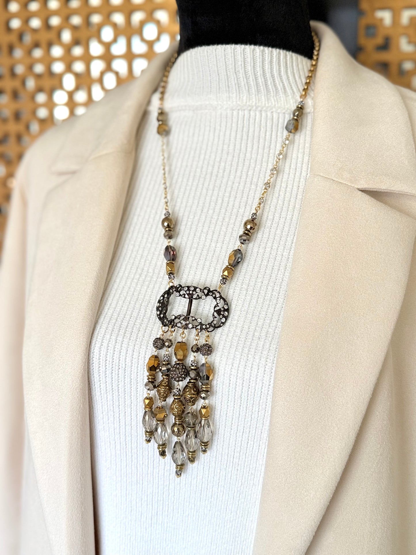 Rhinestone Brooch Necklace